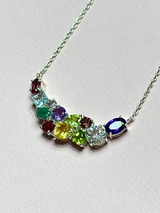 Multicolor Burmese Natural Gemstone Necklace