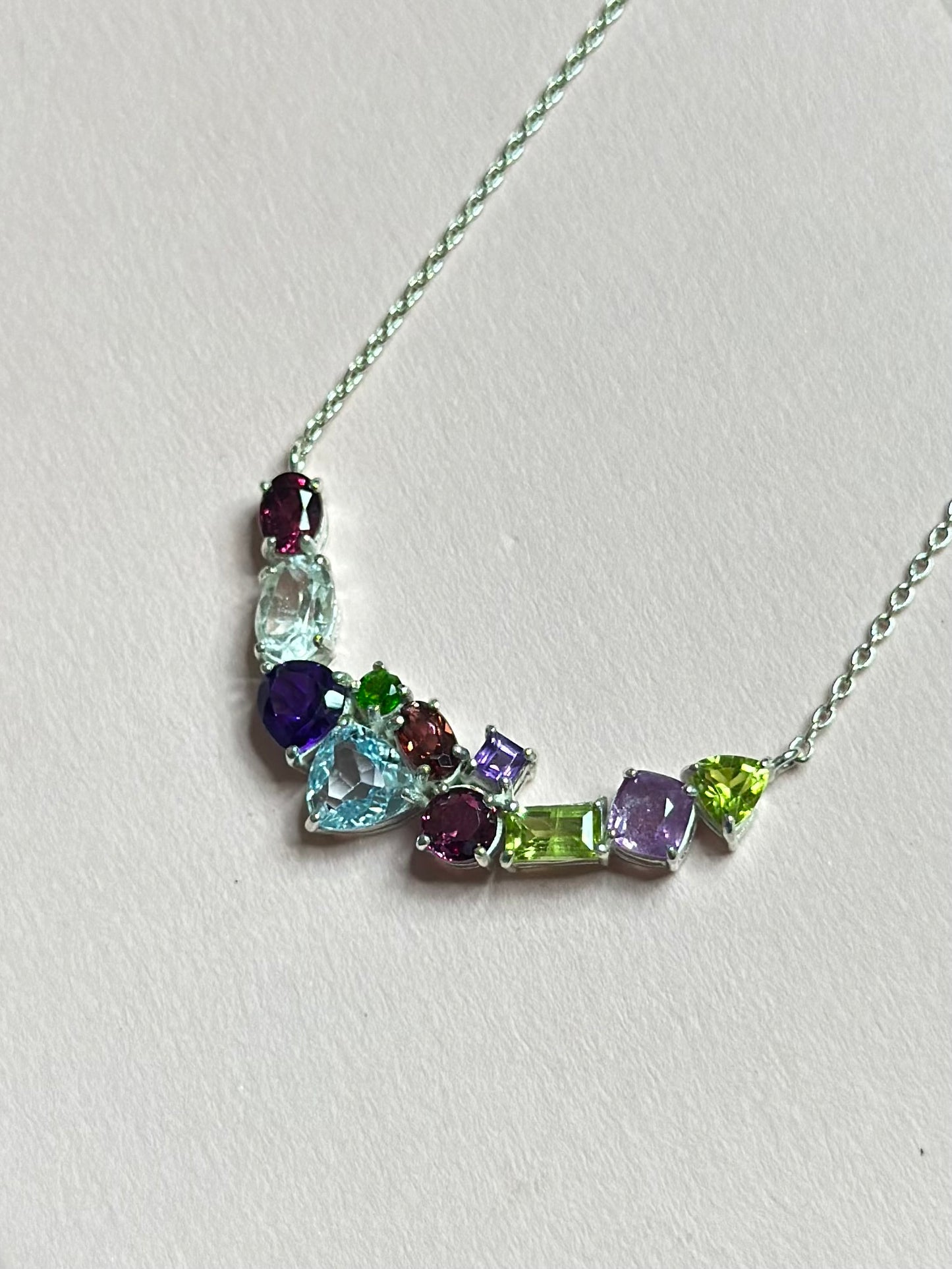 Multicolor Burmese Natural Gemstone Necklace