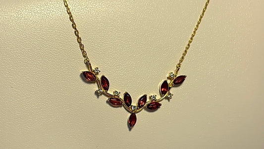 Elegant Burmese Garnet and Cubic Zirconia Necklace