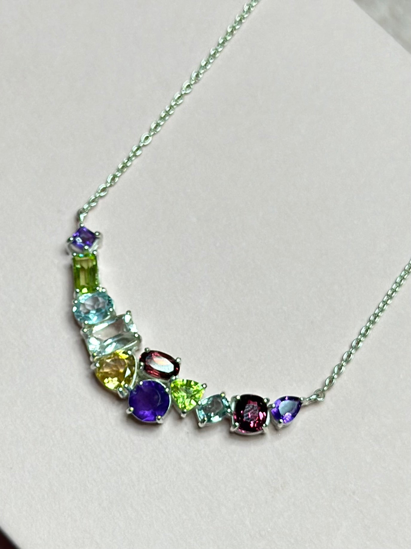 Multicolor Burmese Natural Gemstone Necklace