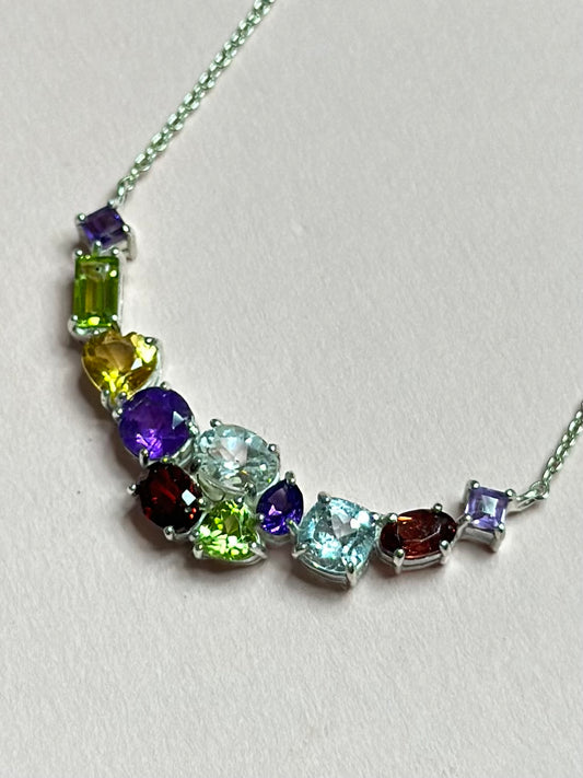 Multicolor Burmese Natural Gemstone Necklace